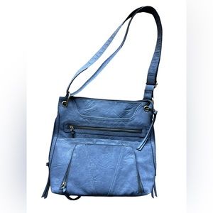 Bueno light blue multi pockets zipper medium crossbody bag